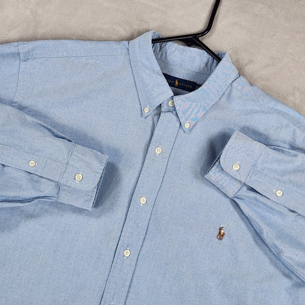 Ralph Lauren Shirt Mens 2XLT Blue Oxford Chambray Long Sleeve Button Down Pony